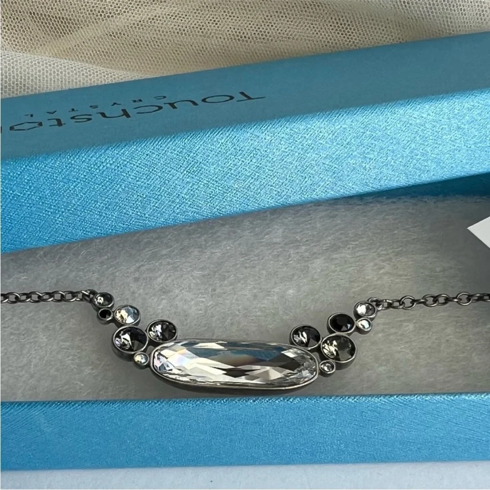 Swarovski Touchstone Crystal Black Cluster Necklace NWT